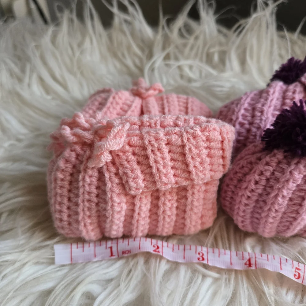 Cozy Pink and Purple Knit Baby Booties